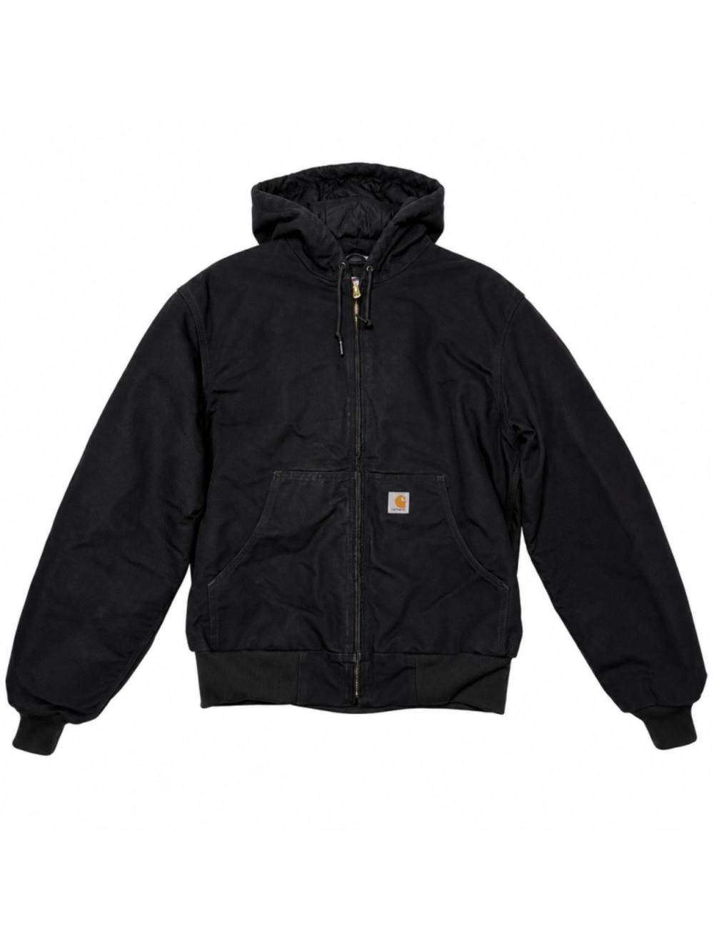 Carhartt J131 BLK Jacket Men’s Large Black Made in USA Hooded Work Coat